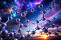 A Stunning 3D Visualization of the Acetone Molecule: Organic Solvent Structure in a Night Sky Royalty Free Stock Photo