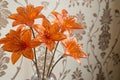 Crystal orange flowers with pattern background wallpaper Royalty Free Stock Photo