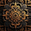 Intricate Golden Flower: Amoled Wallpaper With Meticulous Details