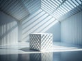 Stunning 3D White Cube Model with Geometric Shadow Effects Architectural Visualization for Design Inspiration Royalty Free Stock Photo