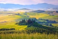 Stunning dawn scenery and house on the hill, Tuscany, Italy Royalty Free Stock Photo