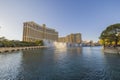 Stunning daytime panorama of famous Las Vegas Strip, featuring captivating backdrop of Bellagio Hotel dancing fountains. Royalty Free Stock Photo