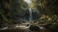 Stunning Deep Forest Waterfall in Panoramic View