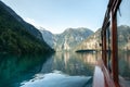 Stunning deep green waters of Konigssee, known as Germany deepest and cleanest lake Royalty Free Stock Photo