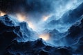 stunning deep space scene featuring celestial dust and textured mountains, evoking sense of wonder and exploration Royalty Free Stock Photo