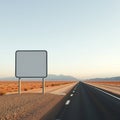 Stunning Desert Highway Sign Mockup with Mirage Effect A Premium Branding Template for Visual Communication Royalty Free Stock Photo