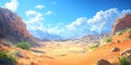 Stunning Desert Landscape Panoramic View of Canyon and Sky Royalty Free Stock Photo