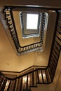 Stunning detail in staircase that leads one from fourth floor to lobby, The Adelphi Hotel, Saratoga Springs, New York, 2018