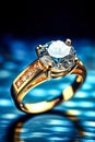 A stunning diamond ring gleams against a dark background Royalty Free Stock Photo