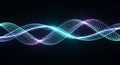 Dynamic glowing DNA wave of particles and light Royalty Free Stock Photo