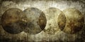 Vintage Grunge Double Exposure Overlay A Layered Digital Art Background with Distressed Round Shapes for Graphic Design