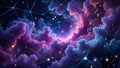Cosmic Cloudscape with Connected Network Royalty Free Stock Photo