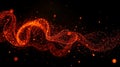 A stunning digital artwork featuring a dynamic, swirling pattern of glowing orange and red dots against a black background. Royalty Free Stock Photo