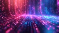 Digital Bokeh Dreamscape: Abstract Pink and Blue Glowing Neon Lines Representing Data Transfer Concept in AI-Generated Wallpaper Royalty Free Stock Photo