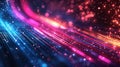 Digital Bokeh Dreamscape: Abstract Pink and Blue Glowing Neon Lines Representing Data Transfer Concept in AI-Generated Wallpaper Royalty Free Stock Photo