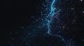 A stunning digital profile of a human head formed by particles in cyan and dark blue, highlighting advanced technology themes Royalty Free Stock Photo