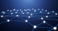Abstract blue digital network connecting data nodes Royalty Free Stock Photo