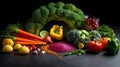 Rainbow of Fresh Vegetables on Textured Surface