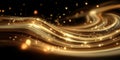 A Stunning Display of Golden Wave Patterns with Glowing Particles Creating a Sense of Motion and Elegance in a Dark Background Royalty Free Stock Photo