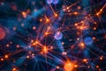 A stunning display of interconnected glowing nodes, showcasing vibrant orange lights Royalty Free Stock Photo