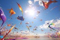 Stunning display of kites soaring in the sky