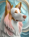 Stunning dog illustration. Collie dog. Digital 3D art