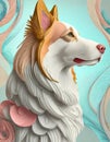 Stunning dog illustration. Collie dog. Digital 3D art