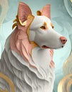 Stunning dog illustration. Collie dog. Digital 3D art