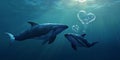 Stunning Dolphin Love Underwater Heart Image Royalty Free Stock Photo