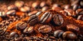 A Stunning Double Exposure of Coffee Beans and Ground Coffee Exploring the Rich Textures and Colors of a Royalty Free Stock Photo