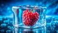 Stunning Double Exposure Photography of Raspberry Ice Cubes A Visual Symphony of Frozen Berries and Abstract Summer Royalty Free Stock Photo