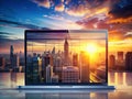 Stunning Double Exposure Web Design Mockup Showcase a Modern UI Toolbar and Website Interface for a CuttingEdge Digital