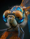 Stunning dragonfly macro portrait. Amazing super detailed nature photography. Ai generated art