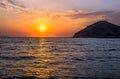 Sunset over the Turkish beach of Gumusluk