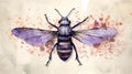 Eerily Realistic Watercolor Bee With Purple Splotches