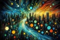 Ethereal City: A Dreamlike Metropolis in Vibrant Colors, generative ai