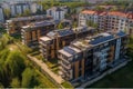 Eco-friendly residential complex powered by solar energy. Generative ai