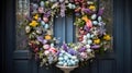 Stunning Easter Wreath Adorned with Pastel Eggs and Blossoms Royalty Free Stock Photo
