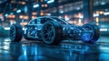 Electric Sports Car Concept with Futuristic Chassis and High-Performance Battery Packs for Future EV Production and Showcase -