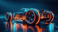 Electric Sports Car Concept with Futuristic Chassis and High-Performance Battery Packs for Future EV Production and Showcase -