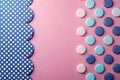 Stunning Embossed Polka Dot Design A Blue and White Circle Pattern on a Pastel Pink Background Royalty Free Stock Photo