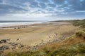 Stunning empty Fanore beach in county Clare, Ireland. Winter season. Beautiful cloudy sky. Nobody. Irish landscape Royalty Free Stock Photo