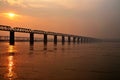 Stunning endless bridge sunset at Allahabad city Royalty Free Stock Photo