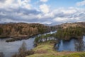 Stunning evening landscape image of Tarn Hows in UK Lake District during Spring Royalty Free Stock Photo