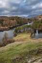 Stunning evening landscape image of Tarn Hows in UK Lake District during Spring Royalty Free Stock Photo