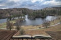 Stunning evening landscape image of Tarn Hows in UK Lake District during Spring coming out of pages in story book Royalty Free Stock Photo