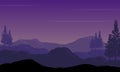 Stunning evening mountain views from the edge of the city. Vector illustration