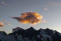 Stunning evening sunset view of the Mischabel Group, part of the Pennine Alps in Switzerland Royalty Free Stock Photo