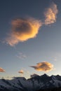 Stunning evening sunset view of the Mischabel Group, part of the Pennine Alps in Switzerland Royalty Free Stock Photo