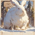 Majestic Snowy White Rabbit